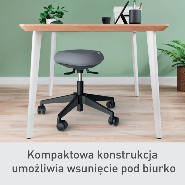 Stołek Leitz Ergo Active, z wygodnym siedziskiem do balansowania, na kółkach - Szaro-czarny www.asan.com.pl