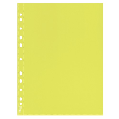Koszulki na dokumenty Esselte - format A4 / 55mic / opk 10szt, krystaliczne - żółty  www.asan.com.pl