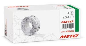 Etykiety cenowe w rolce do metkownicy dwurzędowej AVERY, 26x16 mm, usuwalny klej, faliste brzegi - 6 rolek / 6000 etykiet - białe METO M30014336