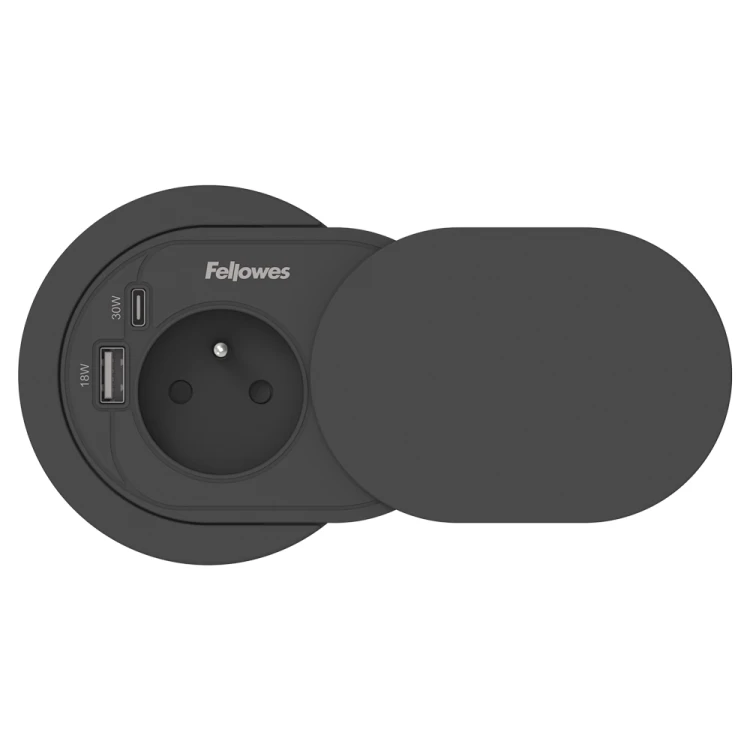 Gniazdo zasilające Power Spot Typ E czarny - Fellowes  www.asan.com.pl