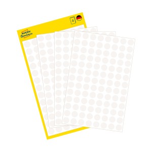 Kółka do zaznaczania Avery 3175 - Ø 8 mm, 416 etyk., 4 arkusze - biały