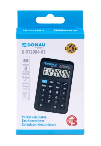 Kalkulator kieszonkowy DONAU TECH CI-LC210NR, 8-cyfr. wyświetlacz, wym. 97x62x11 mm, czarny www.asan.com.pl
