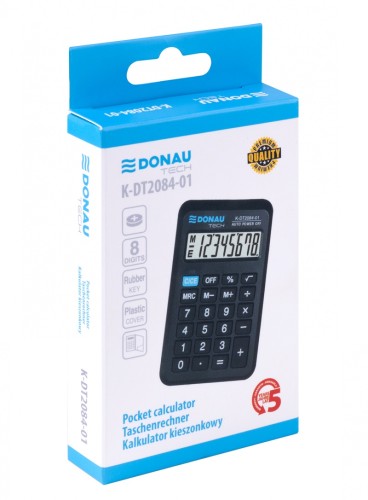 Kalkulator kieszonkowy DONAU TECH CI-LC210NR, 8-cyfr. wyświetlacz, wym. 97x62x11 mm, czarny www.asan.com.pl