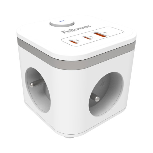 Kostka zasilająca Power Cube Typ E biały Fellowes www.asan.com.pl