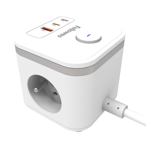 Kostka zasilająca Power Cube Typ E biały Fellowes www.asan.com.pl