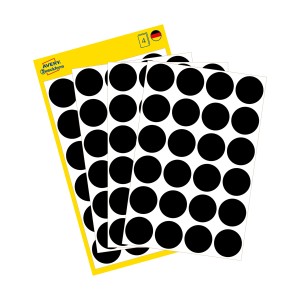 Kółka do zaznaczania  Avery 3003 - Ø 18 mm, 96 etyk., 4 arkusze - czarny