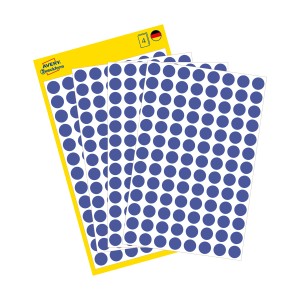 Kółka do zaznaczania Avery 3591 - Ø 8 mm, 416 etyk., 4 arkusze - niebieski