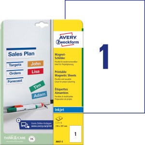 Magnesy do nadruku  Avery J8867-5 / 210 x 297 mm, 5 arkuszy - biały