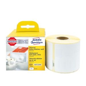 Etykiety na rolce, trwałe etykiety papierowe,  do termodruku  Avery AS0722440 / 54 x 70 mm, 320 etyk. / 1 rolka - biały