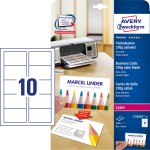 Wizytówki do druku dwustronne Quick & Clean Avery C32026-25 / 85 x 54 mm, 250 szt., 25 arkuszy, 270 g, satynowane - śnieżnobiałe