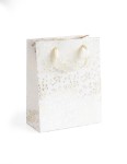 Torebki ozdobne prezentowe Białe, złote niezapominajki M 25x10x20 - 5szt./op.