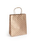 Torebki ozdobne prezentowe Kraft srebrne kropki M 25x10x20 - 5szt./op.