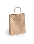 Torebki ozdobne prezentowe Kraft złote kropki M 25x10x20 - 5szt./op.