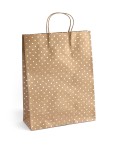 Torebki ozdobne prezentowe Kraft złote kropki XL 39x12x30 - 5szt./op.