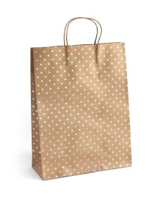 Torebki ozdobne prezentowe Kraft złote kropki XL 39x12x30 - 5szt./op.