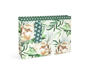 Torebka / torebki ozdobne prezentowe , orientacja pozioma, Piwonie - rozmiar XL 31x12x42 - opakowanie 5 sztuk