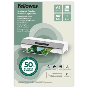 Folia do laminowania Eco™ / Folie do laminacji A5 Light 80 mikronów ( błyszczące ) ekologiczne – opk. 100 sztuk  Fellowes