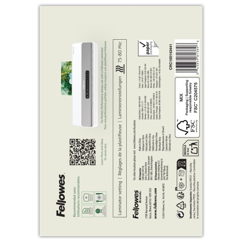 Folia do laminowania Eco™ / Folie do laminacji A6 Light 80 mikronów ( błyszczące ) ekologiczne – opk. 100 sztuk Fellowes_www.asan.com.pl