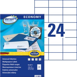 Etykiety uniwersalne Avery Zweckform Economy ELA011 - 70x37 mm A4, 100 arkuszy - białe