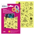 Naklejki odblaskowe AVERY, naklejki bezpieczeństwa REF56E - 2 arkusze - 56 naklejek - grafiki odblaskowe dla dzieci _www.asan.com.pl