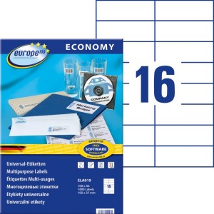 Etykiety uniwersalne Avery Zweckform Economy ELA019 - 105x37 mm A4, 100 arkuszy - białe