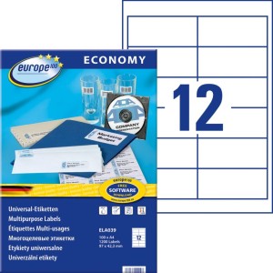 Etykiety uniwersalne Avery Zweckform Economy ELA039 - 97x42,3 mm A4, 100 arkuszy - białe