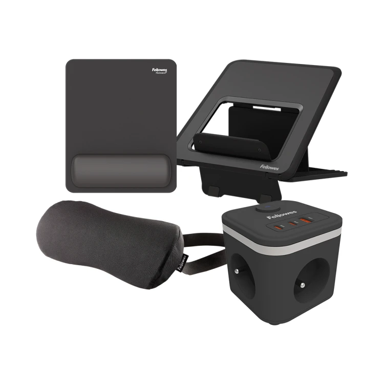 Zestaw ergonomiczny Fellowes – Breyta™ + Ampra™ - CZARNY # 5 lat gwarancji_www.asan.com.pl