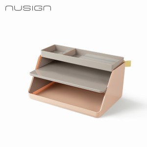 Trzypoziomowy organizer na biurko Deli Nusign ENS136-P, szerokość 31,5 cm, różowy - opakowanie 1 sztuka