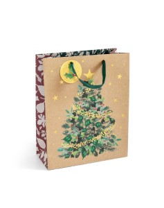 Torebka / torebki ozdobne prezentowe Choinka rozmiar M 25x10x20 cm - opakowanie  5sztuk