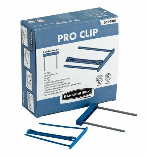 Klips na akta 100mm Fellowes Pro Clip - klips archiwizacyjny niebieski - opk 50szt www.niszczarka.net