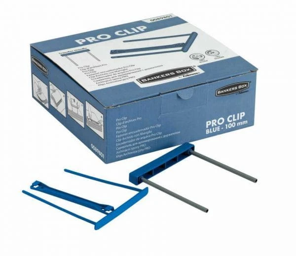 Klips na akta 100mm Fellowes Pro Clip - klips archiwizacyjny niebieski - opk 50szt www.niszczarka.net