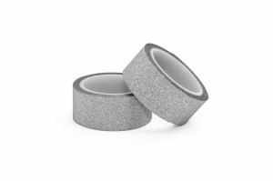 Taśma samoprzylepna brokatowa SREBRNA 15mm x 3mb opakowanie 2 sztuki