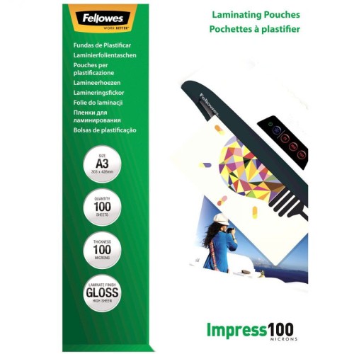 Fellowes Folia do laminowania błyszcząca A3 100 mikronów /100szt www.asan.com.pl