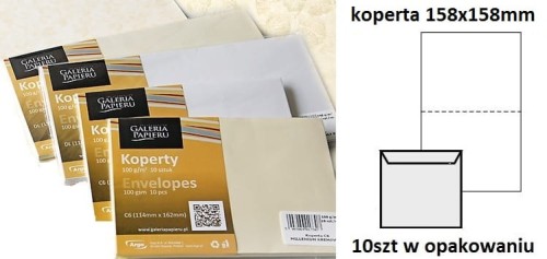 Koperta / koperty ozdobne 158x158mm - MILLENIUM DIAMENTOWA BIEL opk 10szt 120g/m2 www.asan.com.pl
